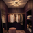 Arlo crystal ceiling light glowing in a dark dressing room at night
