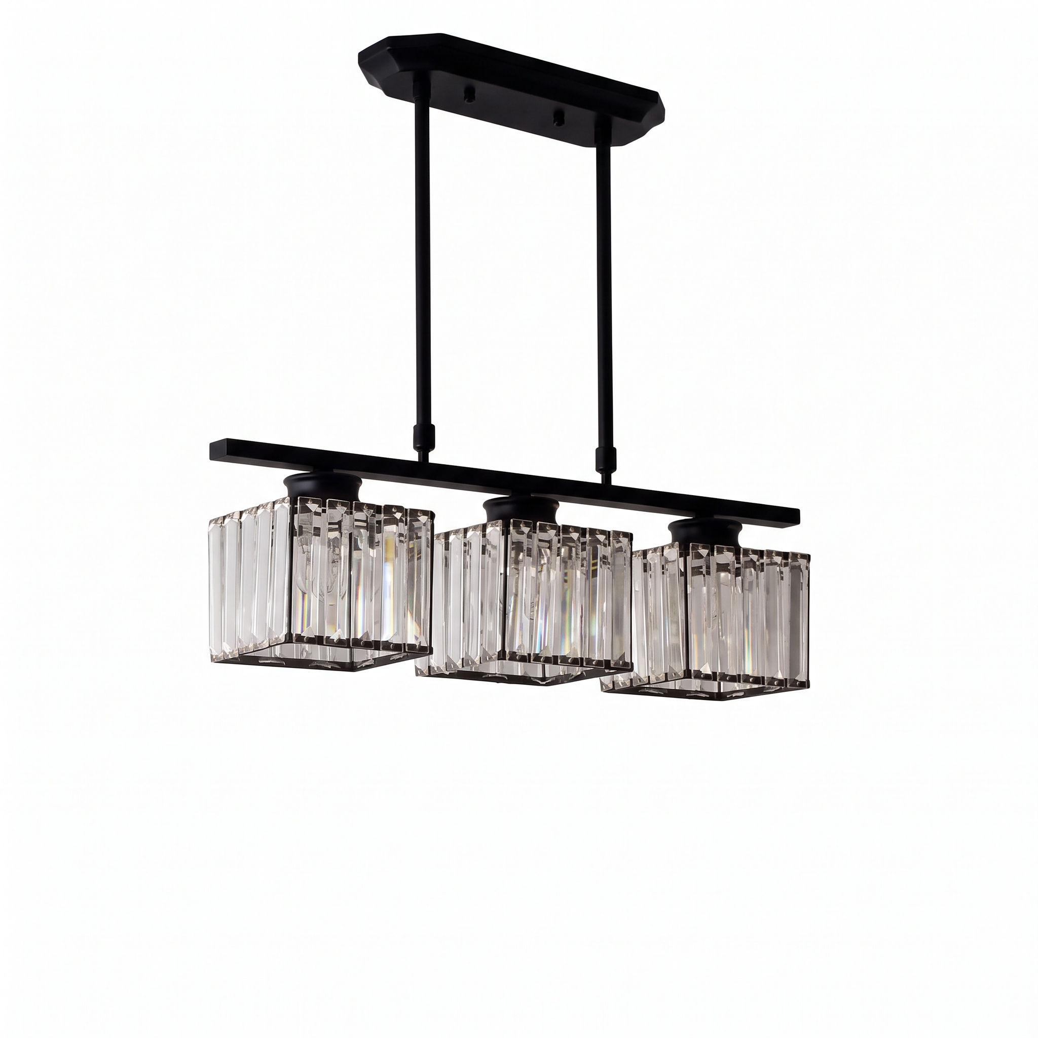 Fjord black crystal island pendant light on a white background