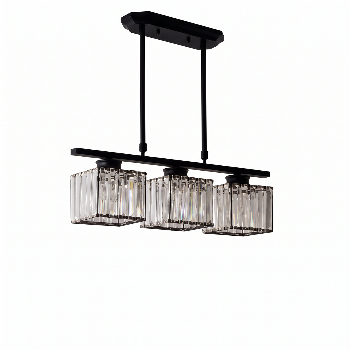 Fjord black crystal island pendant light on a white background