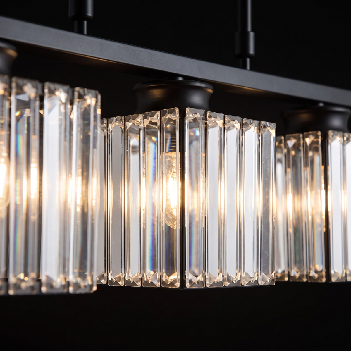 Close up of the Fjord square crystal shades glowing