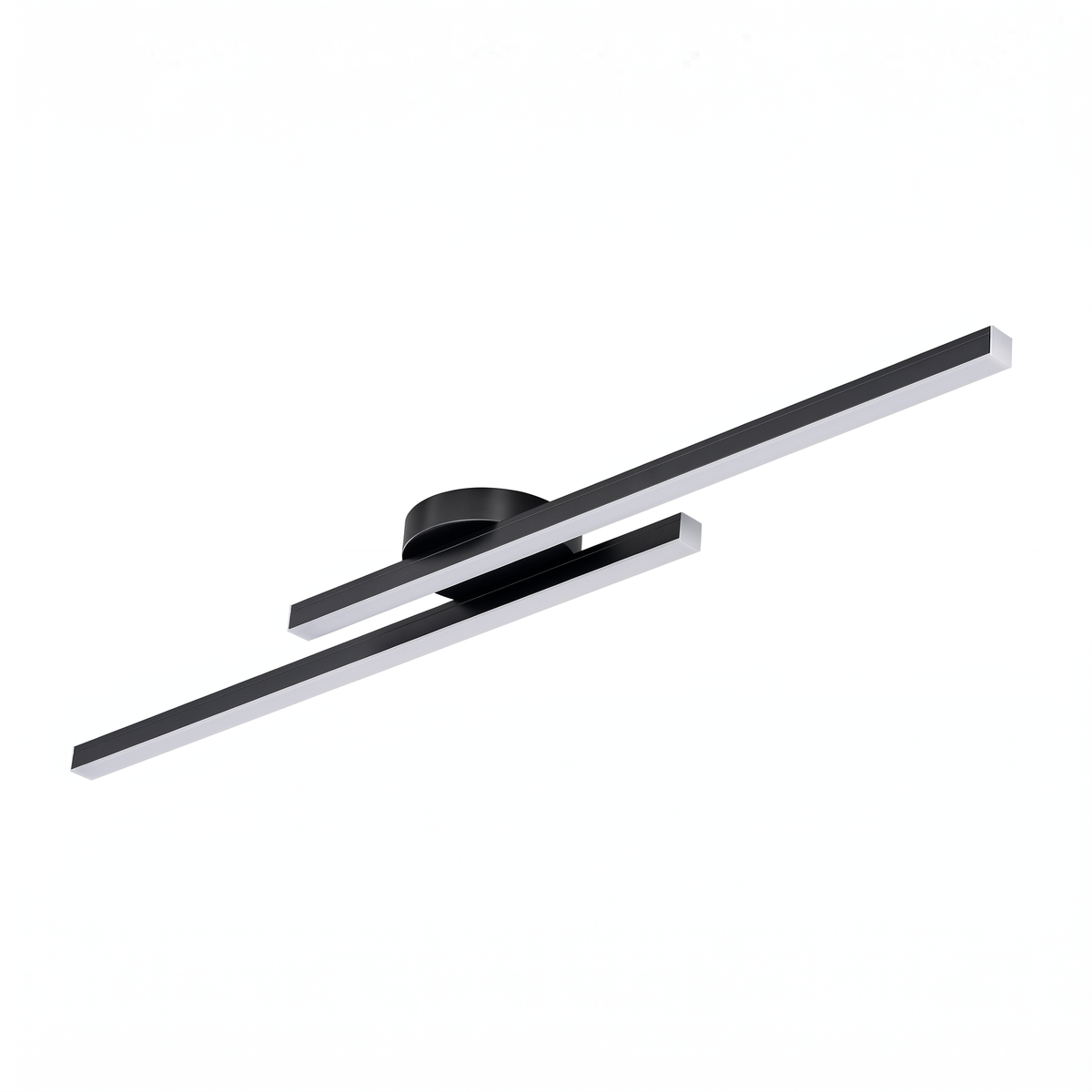 Linea black linear LED ceiling light on a white background